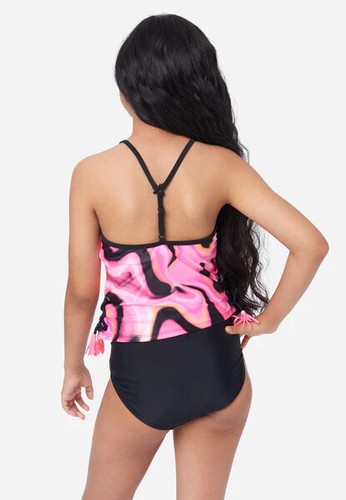 JUSTICE Girls Swimsuit Tankini Bikini Ruffle Swim 5 6 7 8 12 14 16 18 XL Pink - Picture 2 of 4
