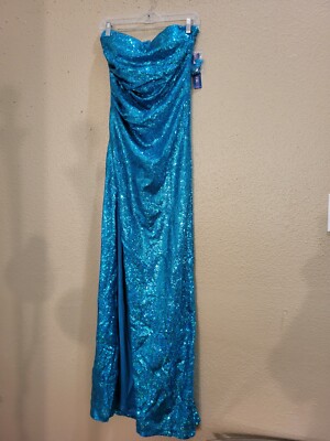 Goddiva Blue Strapless Sequin Long Dress.Brand New,Sz. 8,Condition Is Very Good. | eBay Goddiva Blue Strapless Sequin Long Dress.Brand New,Sz. 8,Condition Is Very Good. | eBay