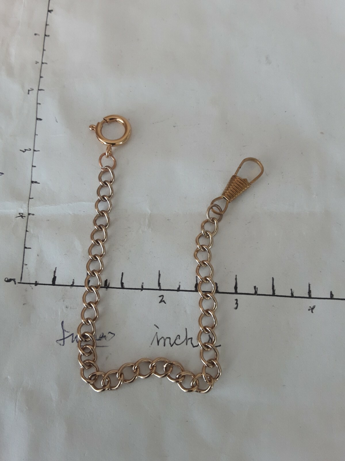 Vintage gold-tone pocket watch chain 8.5 inches pre-owned as pictured