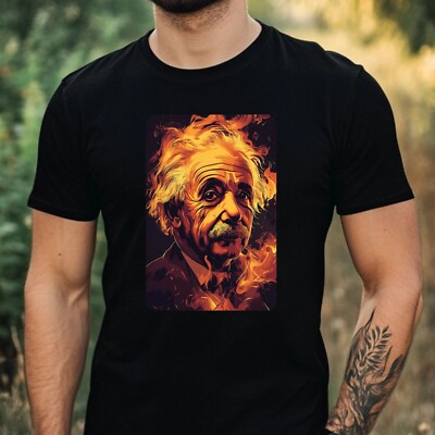 Herren T-Shirt Albert Einstein in Flammen Motiv Baumwolle Größe XS bis 5XL