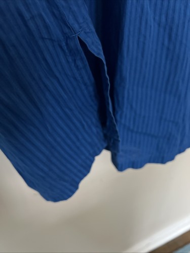 Chico's Größe 2 bestickt 100 % Baumwolle Tunika Überwurf gestreift transparent royalblau - Bild 6 von 8