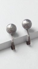 Vintage MONET Textured Ball Earrings ClipOn Silver Classic Pat 10 Signed Estate