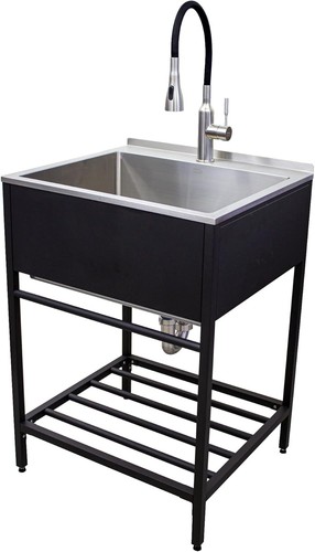 Transolid TFH-2522-MB 25 x 22 34.3 Stainless Steel Laundry Sink Wash Stand