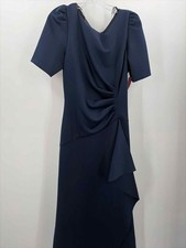 Pre-Owned XScape Navy Size 16 Maxi Evening Gown
