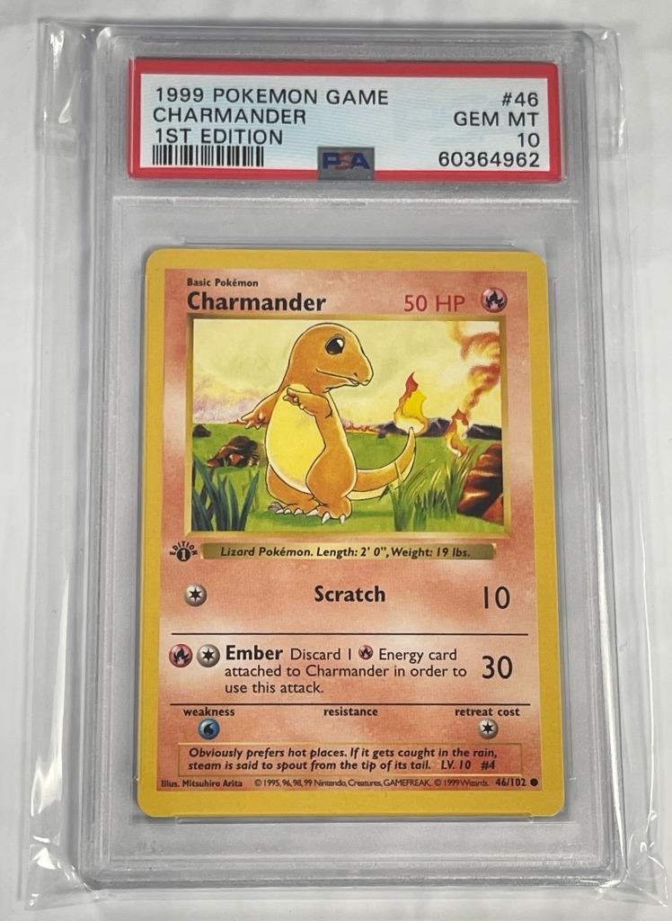 ヒトカゲ PSA10 / CHARMANDER 1999 POKEMON BASE SET SHADOWLESS 1ST EDITION CHARMANDER #46 PSA 10