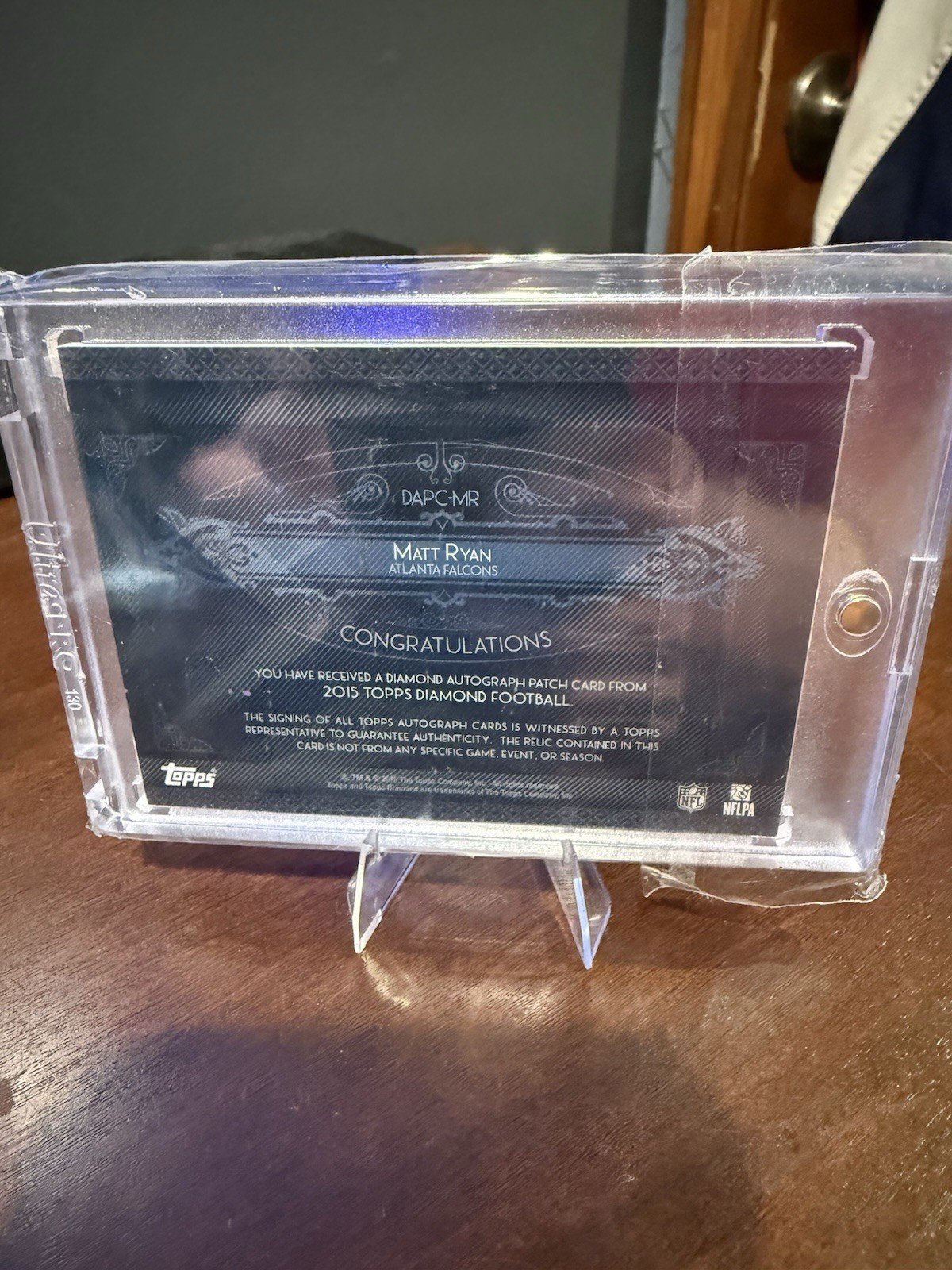 Topps 2015 Diamond Matt Ryan Auto Dirty Patch Purple Ink #DAPC-MR Falcons /10 view 3