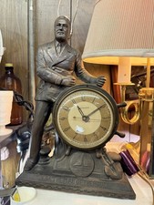 Antique C 1935 United FDR Man of the Hour Figural Statue Clock - Animated Dial