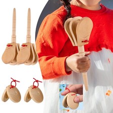4x Clapper Board Wooden Castanets Rhythm Classroom Musical Music Education DIY