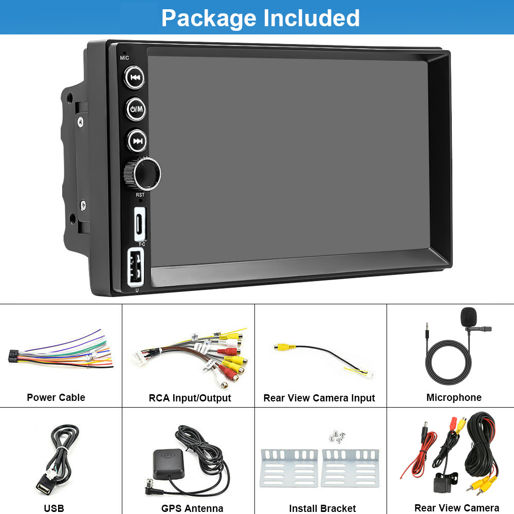 7'' Double 2Din Android 15 Touch Screen Car Stereo Radio GPS WiFi BT Carplay+CAM