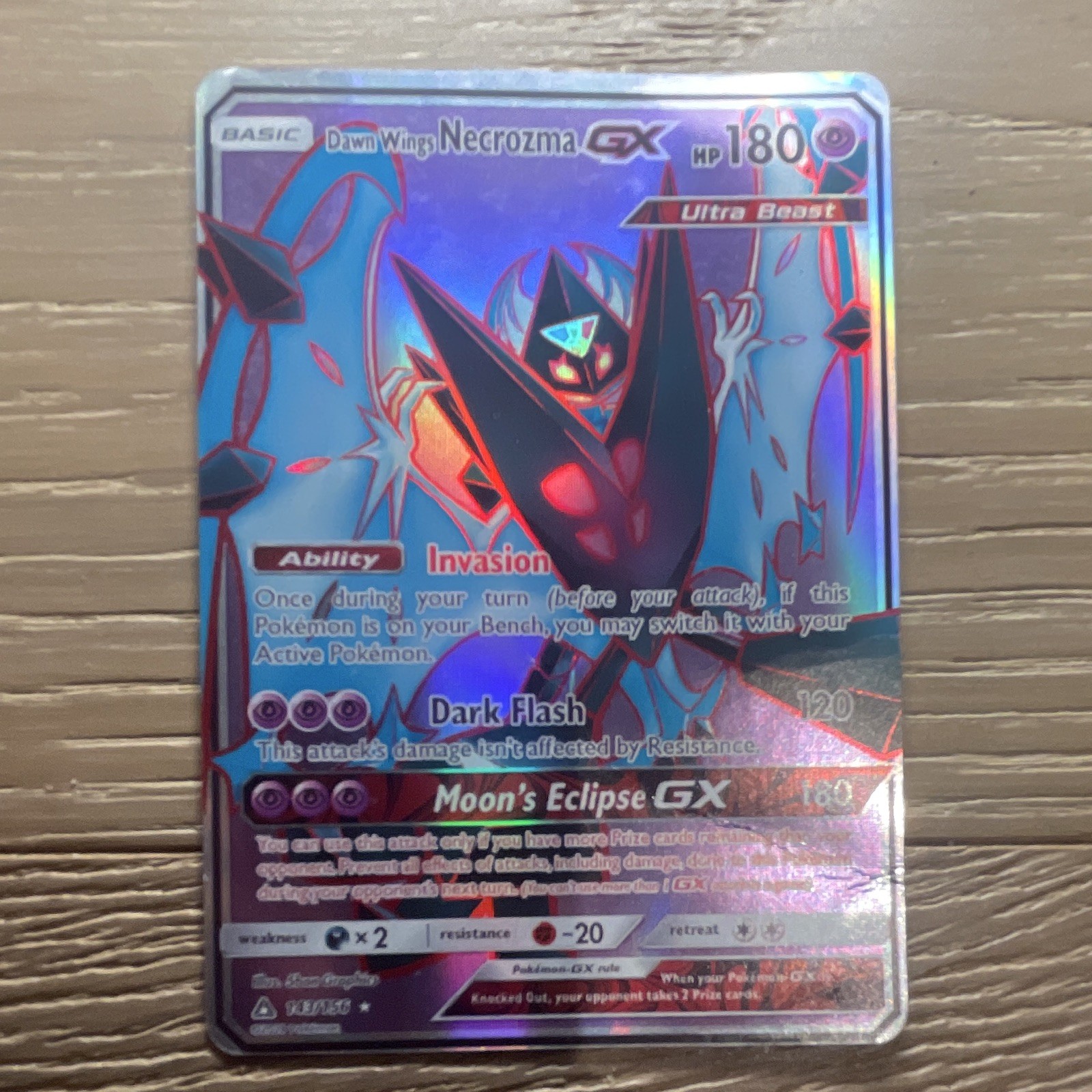 Pokemon TCG Dawn Wings Necrozma GX Full Art Holo 143/156 Ultra Prism Eng