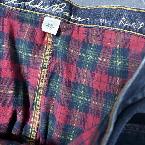 Pantalones de mezclilla Eddie Bauer para hombre 38 X 32 azul relajado franela forrados algodón pesado - Imagen 7 de 11