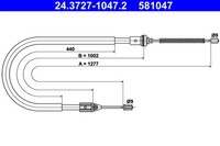 Bremsseil Seilzug Feststellbremse ATE 24.3727-1047.2 FüR Renault Clio 2 SB0 BB0A