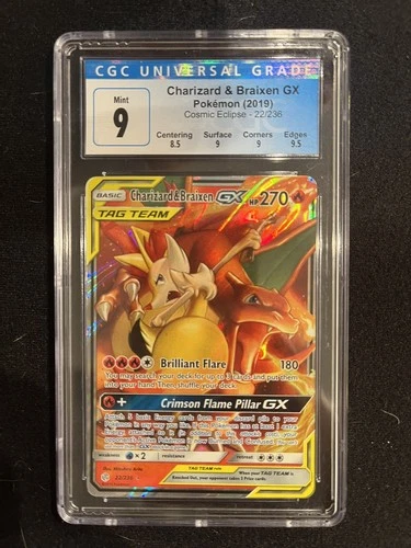 Charizard & Braixen GX 22/236 Sm-Cosmic Eclipse Holo CGC 9