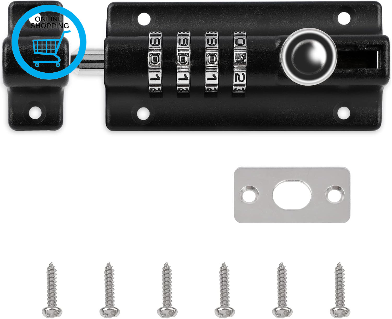 Combination Locking Bolt,  4 Digit Sliding Lockable Padbolt Heavy Duty Sliding L