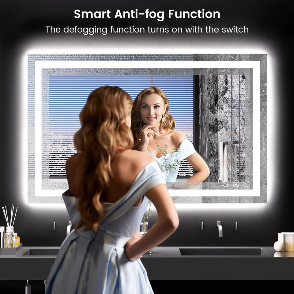 Espejo de baño 48X30 con luces, antiniebla, retroiluminado + retroiluminado delantero, bate iluminado... Foto 2 de 4