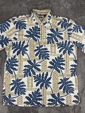 Reyn Spooner Shirt Art Of Eddy Y XXL Leaves Hawaiian All Over Print Popover