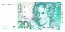 20 Deutsche Mark, 1. August 1991