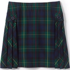 Lands' End 14 School Uniform Girls Side Pleat Plaid Skort Above the Knee