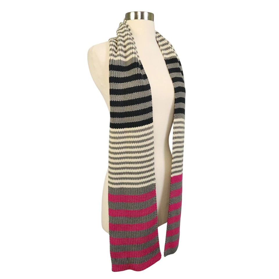 Vera Bradley женщин в полоску вязаный шарф один размер розовый серый черный уютный теплой зимы - Изображение 3 из 4