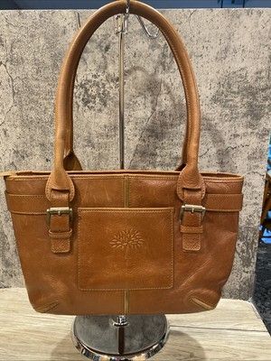 Vintage Mulberry brown leather purse outside pocket