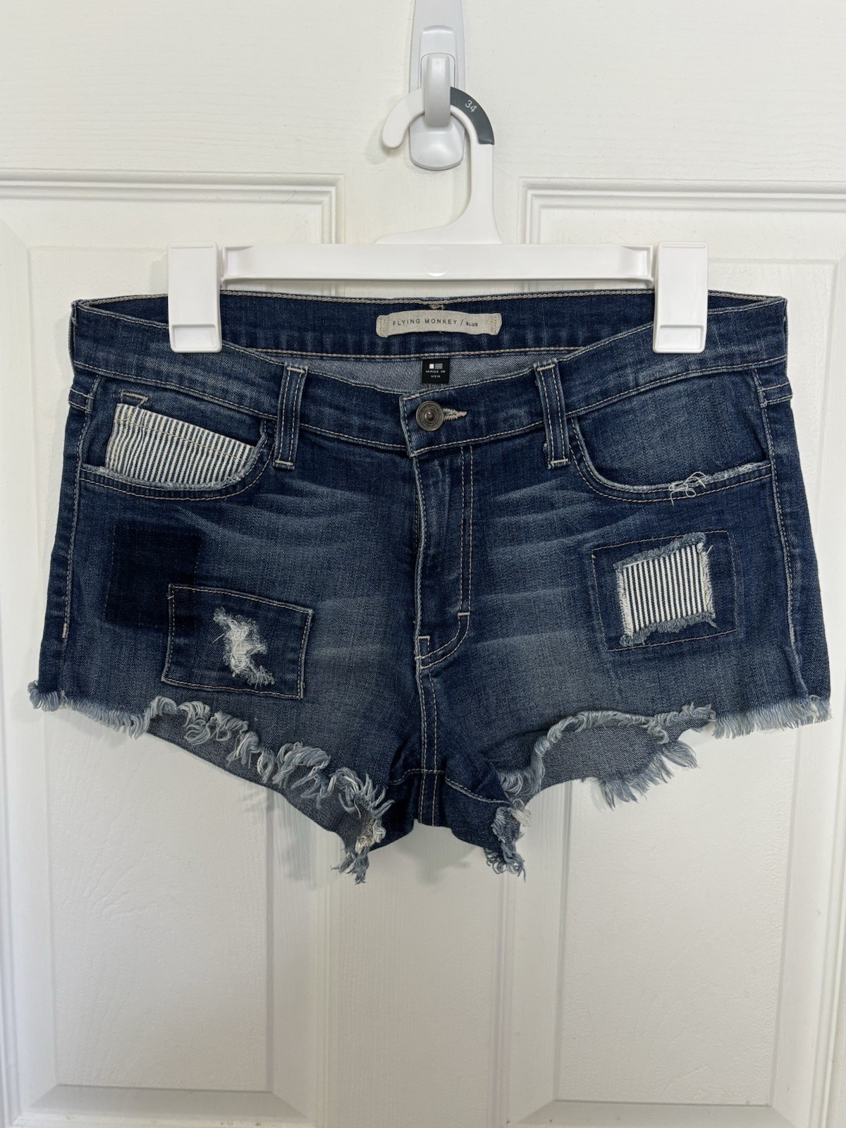 Flying Monkey Low Rise Patchwork Denim Shorts Siz… - image 1