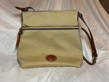 Dooney and Bourke Women's Purse Crossbody brown canvas, leather trim/strap