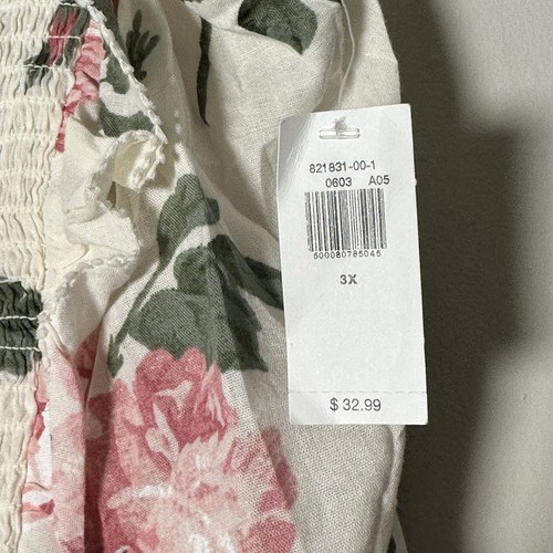Old Navy Floral Smocked Top Women Size 3x Floral Cotton BOHO Peasant Cottagecore - Picture 4 of 6
