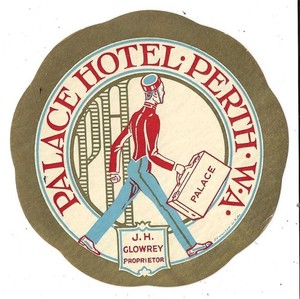 Palace Hotel - Perth, Washington - Wonderful EARLY Luggage Sticker