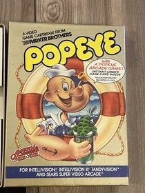 Popeye (Intellivision 1983) Complete Tested w/ Spinach Scratch-Off Card Unused
