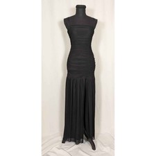 Women's Mesh Ruched Flowy Tube Top / Maxi Dress with Front Slit Formal Gown