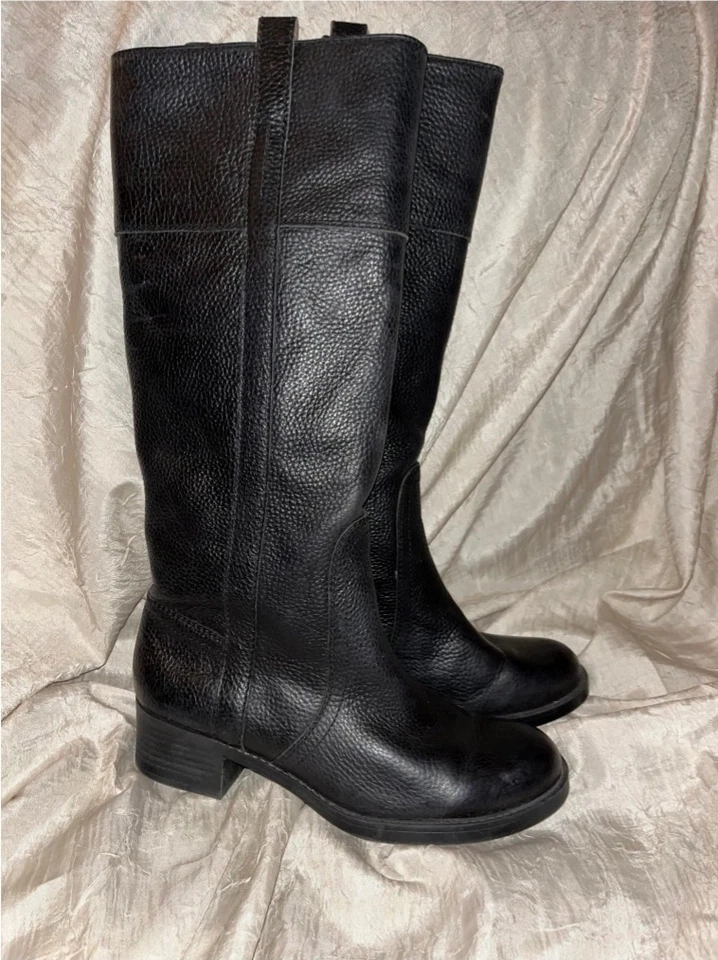 Botas Lucky Brand para mujer talla 9M cuero negro hasta la rodilla hebilla con cremallera Foto 4 de 4