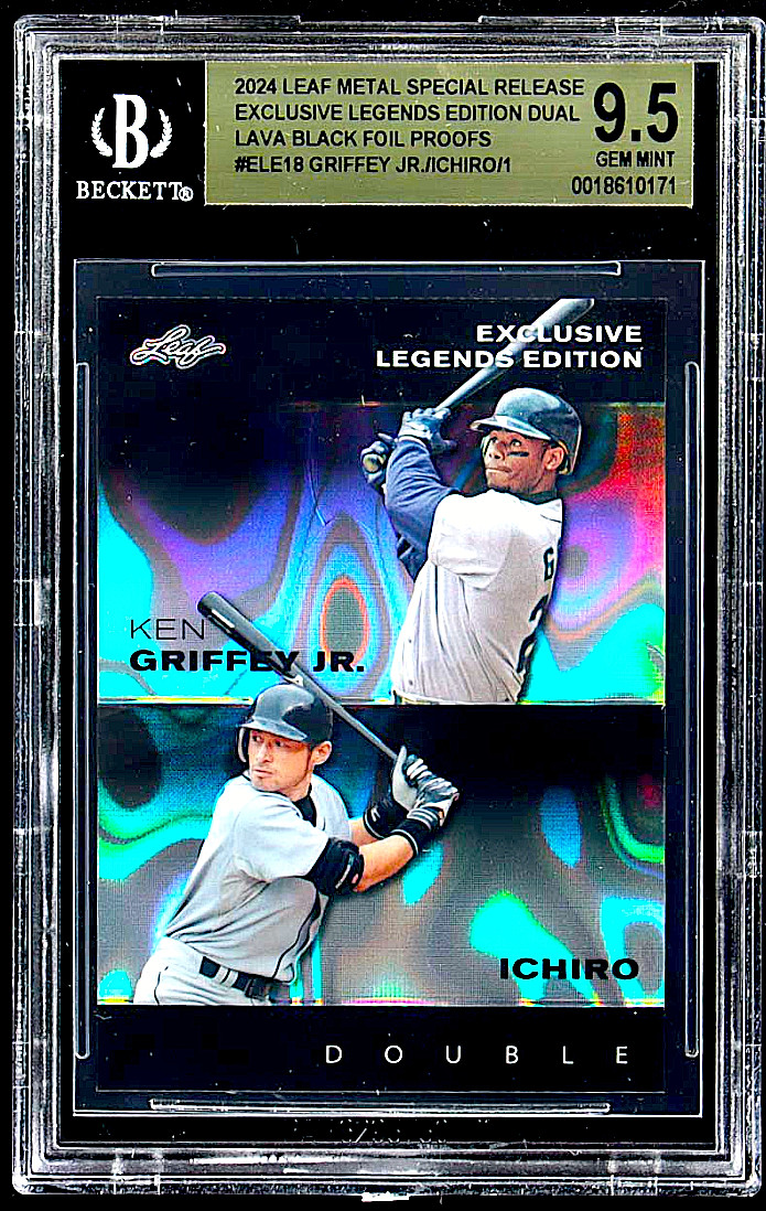 Ken Griffey Jr-Ichiro 2024 Leaf Metal Legends Dual Lava Black Foil (BGS 9.5) 1/1