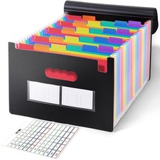 Accordion File Organizer with 26 Pockets  Label Stickers, Expanding File