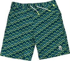 Psycho Bunny boys Harbor Blue-Green Carwin Graphic Print Swim Trunks 14-16