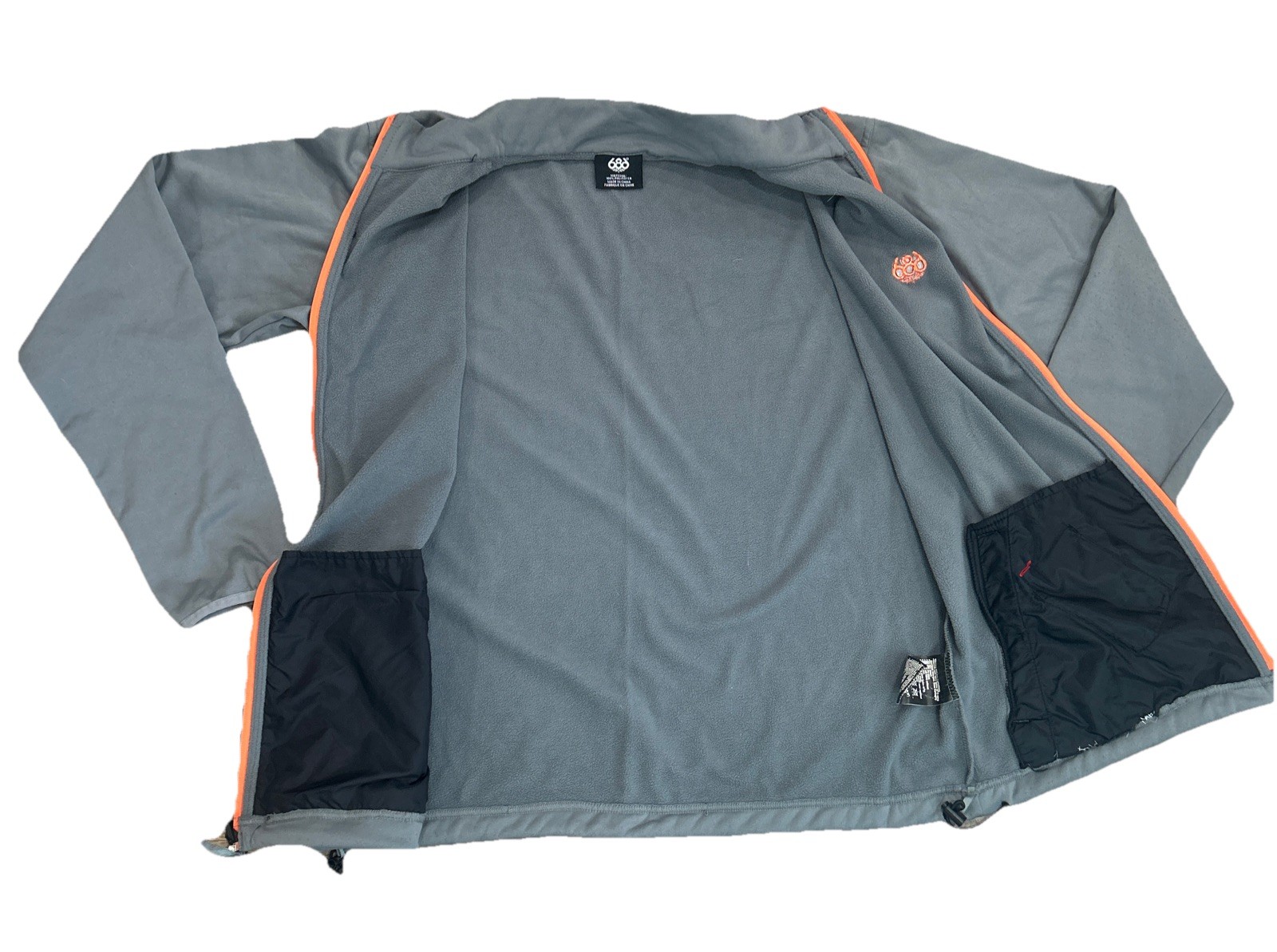 686 Polyester Full Zip Gray Orange Jacket Size La… - image 6