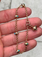 9ct gold turquoise seed pearl ball ball bracelet Victorian