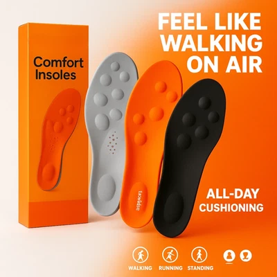 Original Steppers Comfort Boosting Massage Insoles for Heel & Plantar Fasciitis