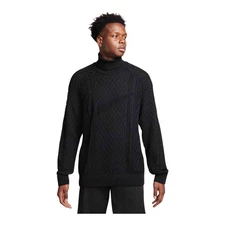 NWT Nike Life Men's Cable Knit Turtleneck Jumper Sweater Black 2XL FB7770-010