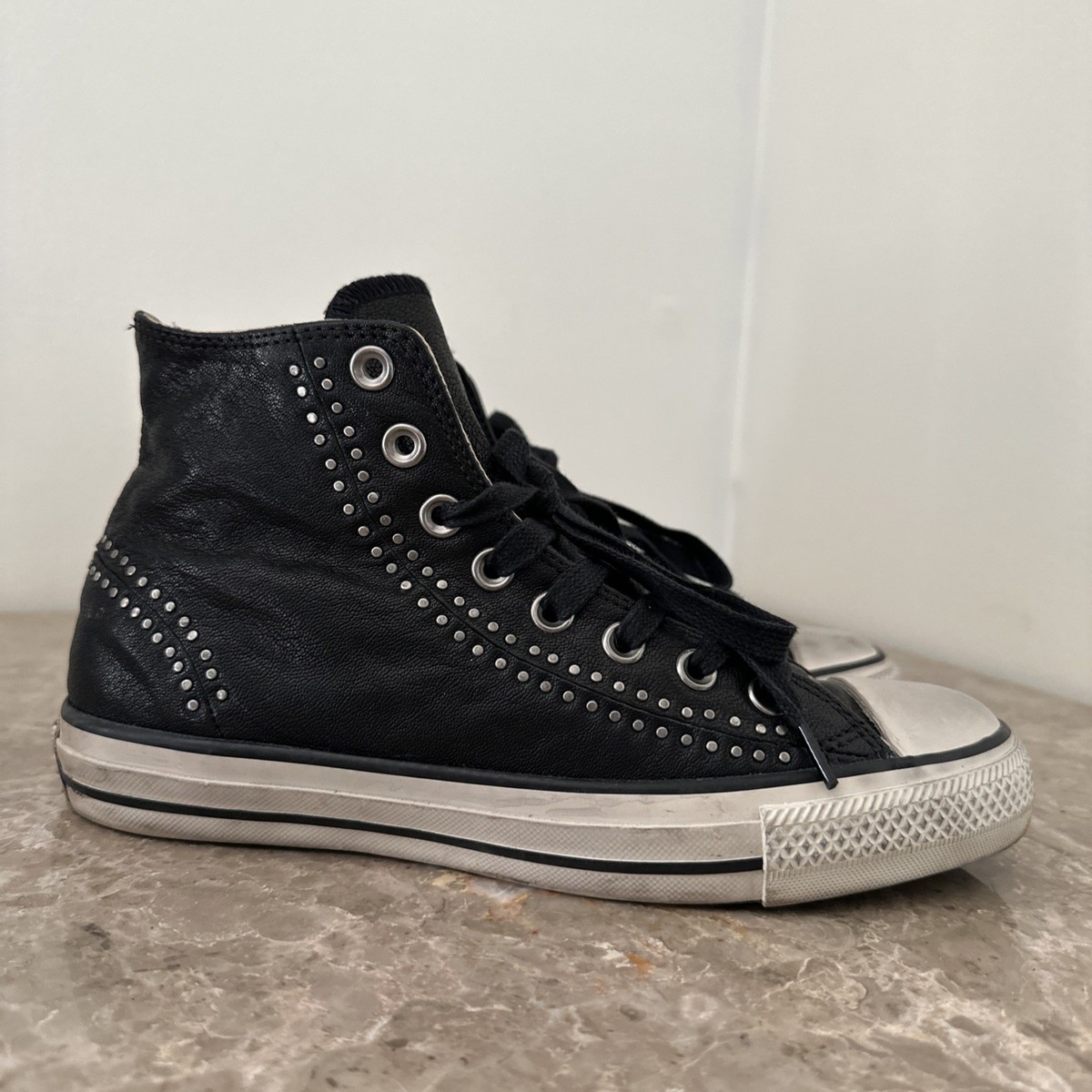Vintage Converse X John Varvatos Leather Studded High Top Mens 8.5 
