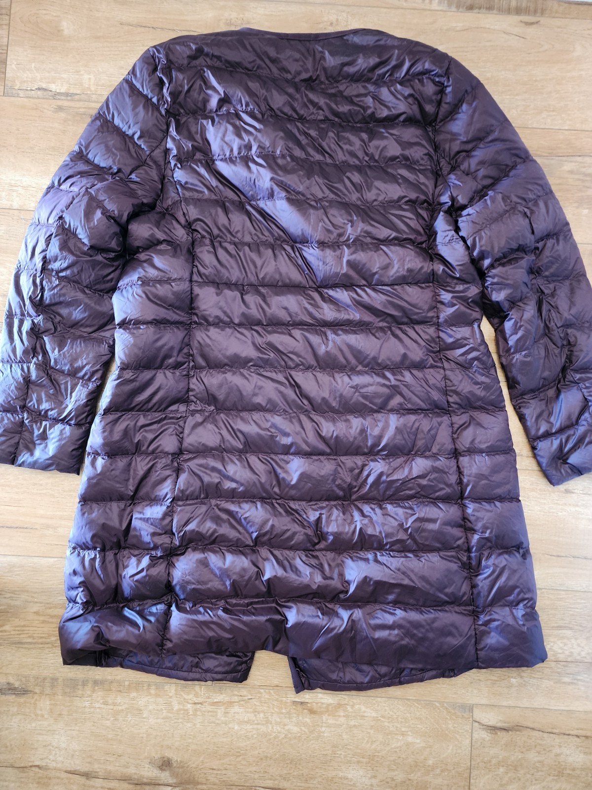 Uniqlo Light Down Coat Women XL Quilted Snap Packable Minimalist Puffer Burgundy thumbnail 7
