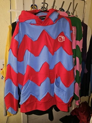 Sicko Born From Pain RED/BLUE CUT AND SEW HOODIE BBC INSPIRED **RARE** NEW