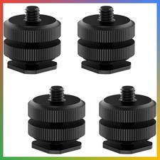 4 Pack Hot Shoe Mount to 1/4-20 Tripod Screw Adapter for DSLR Camera Rig Metal
