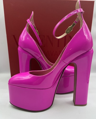 VALENTINO GARAVANI Tan-go 155 pink patent leather platform pumps EU38 US 8 $1150 - Picture 8 of 12