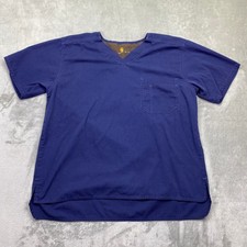 Lot of 2 Carhartt Men's Navy Blue V Neck Scrub Top Large Utility Pocket C15108