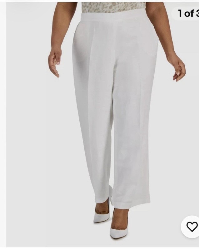 Kasper Audrey Side Zip Straight Leg Pants, white, Plus Size, 22W NWT Lined