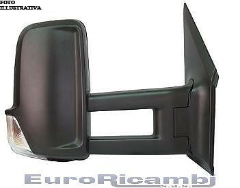 Specchio Retrovisore Sinistro Manuale Per Mercedes Sprinter (1995-2006) - Lato Conducente - Calotta Nera - Ricambio Non Originale