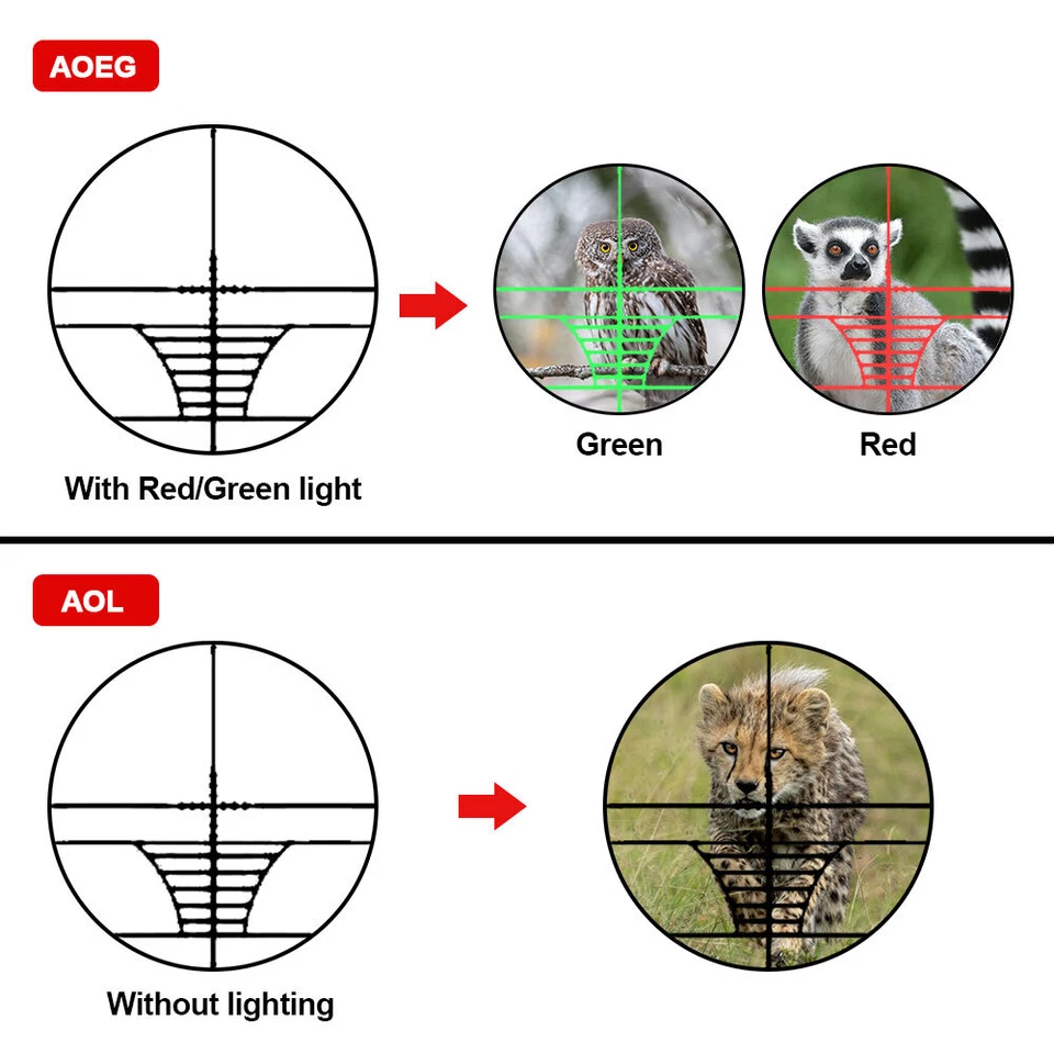 Hunting Riflescope Red/Green Dot Sight 6-24x Zoom 50mm AOEG 11mm & 20mm Rails UK - Image 3 of 4