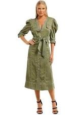 GINGER AND SMART Manifesto Dress Green Work Shirt Style Size AU 8 WITH DEFECTS