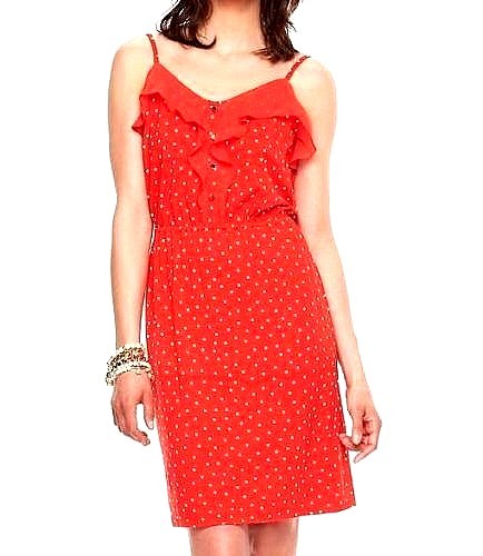 Abito Elle Sail Away scollo arricciato XXL rosso bianco a pois spalline spaghetti - Foto 1 di 10