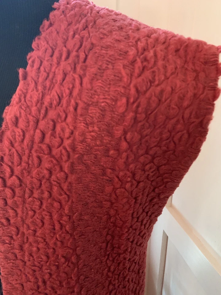 vtg 80s hippie copper Red Sz M Maxi Vest Coat Boucle Textured woven fabric - Image 2 of 4